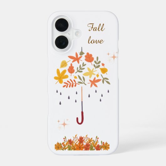 可愛い秋の恋愛 紅葉 傘  iPhone 16ケース (裏面)