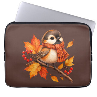 可愛い秋の鳥とあったかマフラー - 紅葉 ラップトップスリーブ