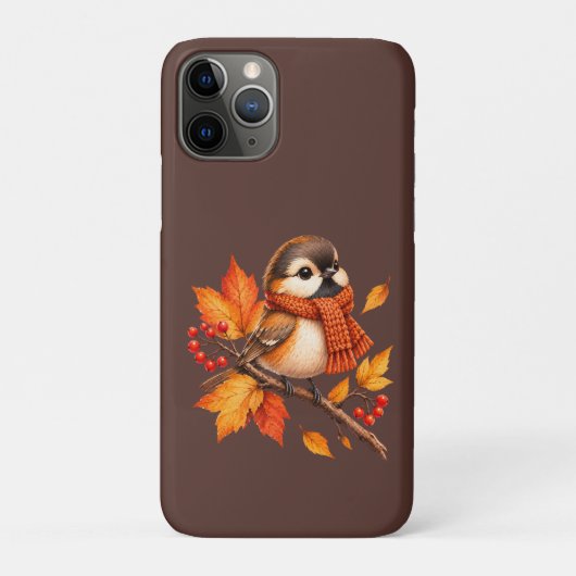 可愛い秋の鳥とあったかマフラー - 紅葉 Case-Mate iPhoneケース (裏)