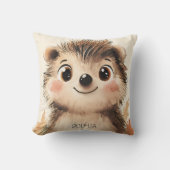 可愛い秋アニマルパーソナライズされたハリネズミ名キッズ クッション (正面)