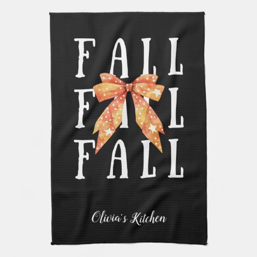 可愛い秋カスタムをテーマにしたパーソナライズされた キッチンタオル (縦)