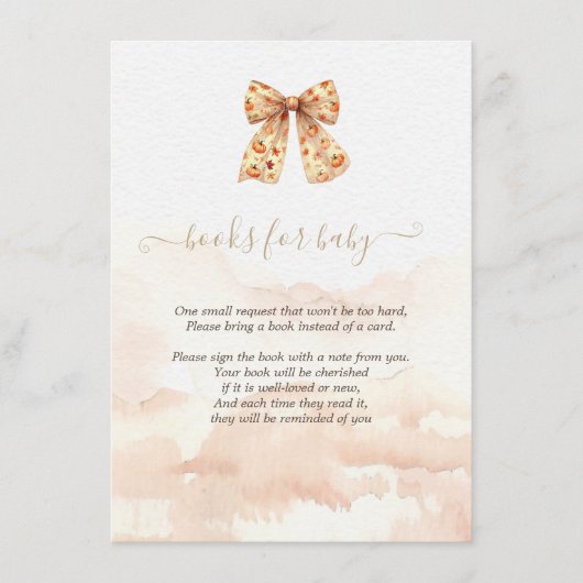 可愛い秋カボチャ弓ベビーシャワー エンクロージャーカード (正面)