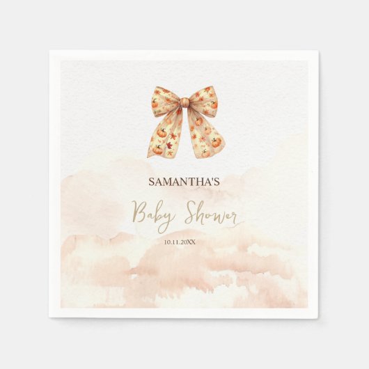 可愛い秋カボチャ弓ベビーシャワー スタンダードカクテルナプキン (正面)