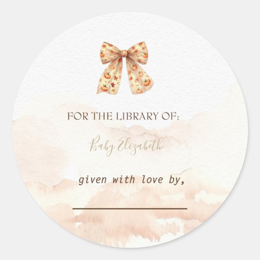 可愛い秋カボチャ弓ベビーシャワー ラウンドシール (正面)