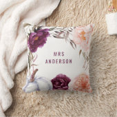 可愛い秋パープルピンクエレガントフローラ クッション (ブランケット)
