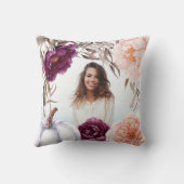 可愛い秋パープルピンクフローラエレガント写真 クッション (裏面)