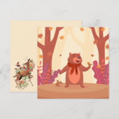 可愛い秋ベアノートカード シーズンカード (正面/裏面)