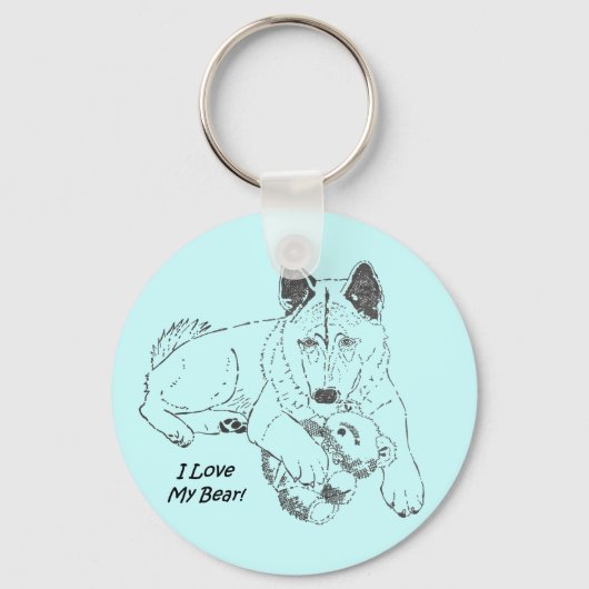 可愛い秋田の可愛い可愛いテディベアのスケッチ キーホルダー (正面)