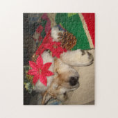 可愛い秋田犬サンタ帽子コーン飾りクリスマス ジグソーパズル (縦)
