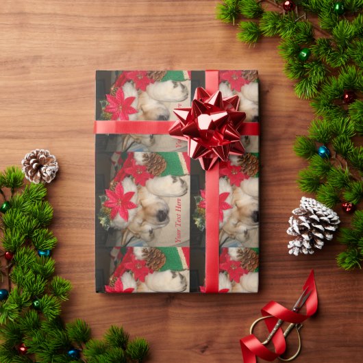 可愛い秋田犬サンタ帽子コーン飾りクリスマス ラッピングペーパー (クリスマスギフト)