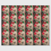 可愛い秋田犬サンタ帽子コーン飾りクリスマス ラッピングペーパー (フラット)