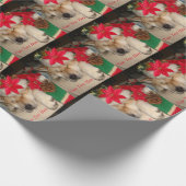 可愛い秋田犬サンタ帽子コーン飾りクリスマス ラッピングペーパー (角)