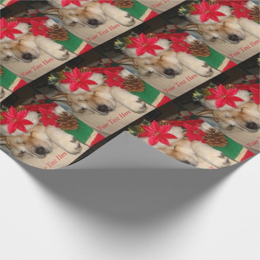 可愛い秋田犬サンタ帽子コーン飾りクリスマス ラッピングペーパー (角)