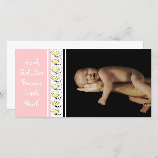 可愛い積み重ねの羊って女の子…私たちの真珠 案内状 (正面/裏面)