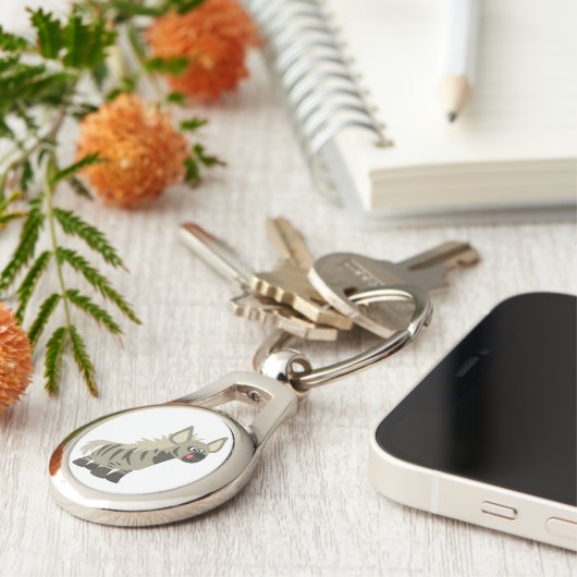 可愛い空腹の漫画ストライプのHyena Metal Keychain キーホルダー (側面)