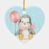 可愛い第1期クリスマスペンギン素晴らし祖父母ピンク セラミックオーナメント (裏面)