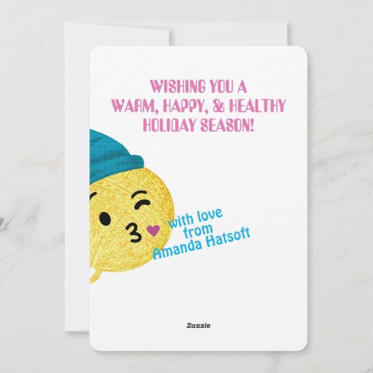 可愛い糸の絵文字編み物クロシェのクリスマスカード シーズンカード (裏面)