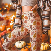 可愛い紅葉の植物画風の秋柄 レギンス