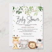 可愛い紅葉サファリ動物ベビーシャワー招待状 招待状 (正面)