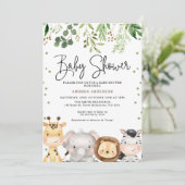 可愛い紅葉サファリ動物ベビーシャワー招待状 招待状 (スタンド正面)