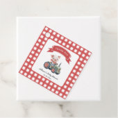 可愛い納屋周囲の庭豚ベイビーシャワーレッドストライプ フェイバータグ (インサイチュ)