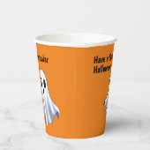 可愛い紙とオレンジハロウィーン幽霊カップ 紙コップ (右)