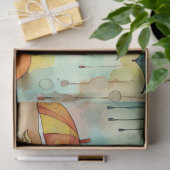 可愛い紙ドール女の子の水色コラージュのデコページ 薄葉紙 (ギフト)