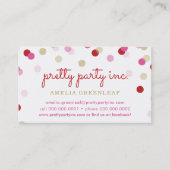 可愛い紙吹雪スポットスタイリッシュパーティープランナー赤ピンク 名刺 (正面)