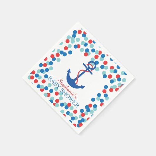 可愛い紙吹雪航海のいかりベイビーシャワーナプキン スタンダードカクテルナプキン (角)
