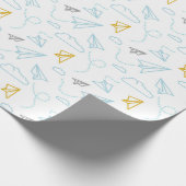 可愛い紙飛行機と雲赤ちゃんシャワーパターン ラッピングペーパー (角)
