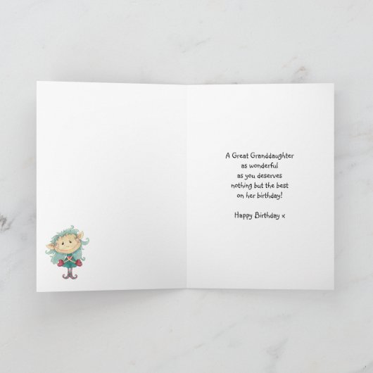 可愛い素晴らし可愛い小さな孫娘の誕生日カード カード (内部)