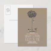 可愛い素朴な木とハートのメイソンジャースは日付を保存 案内ポストカード (正面/裏面)