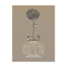 可愛い素朴な木とハートのメイソンジャースは日付を保存