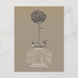 可愛い素朴な木とハートのメイソンジャースは日付を保存 案内ポストカード