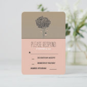 可愛い素朴な木とメイスンジャーズ結婚式RSVPカード 出欠カード (スタンド正面)