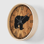 可愛い素朴な黒熊 壁時計 (傾斜)