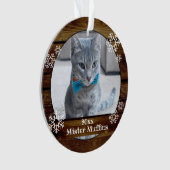 可愛い素朴ウッドスノーフレーク猫ペットクリスマス オーナメント (正面)