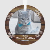 可愛い素朴ウッドスノーフレーク猫ペットクリスマス オーナメント (裏面)