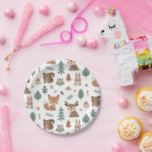 可愛い素朴ウッドランズアニマルズパターンドベイビーシャワー ペーパープレート (パーティー)