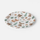 可愛い素朴ウッドランズアニマルズパターンドベイビーシャワー ペーパープレート (アングル)