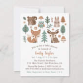 可愛い素朴ウッドランズアニマルズベビーシャワー 招待状 (正面)