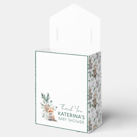 可愛い素朴ウッドランド動物の赤ちゃんシャワーありがとう フェイバーボックス (オープン)