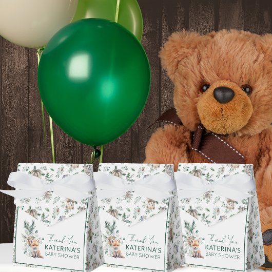 可愛い素朴ウッドランド動物の赤ちゃんシャワーありがとう フェイバーボックス