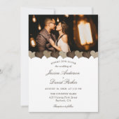 可愛い素朴カントリーのバーラップハート写真結婚s 招待状 (正面)