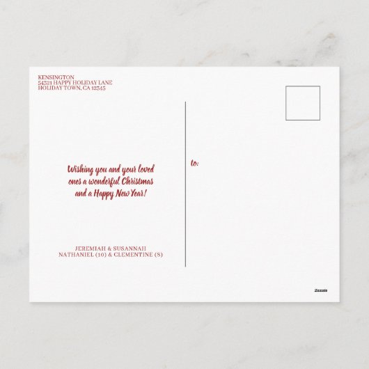 可愛い素朴クリスマスディアーオーナメントホリデー写真 シーズンポストカード (裏面)