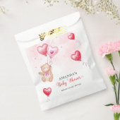 可愛い素朴テディベアハートバルーンベビーシャワー フェイバーバッグ (封をした状態)