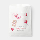 可愛い素朴テディベアハートバルーンベビーシャワー フェイバーバッグ (正面)
