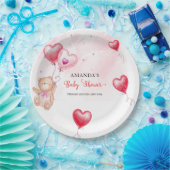 可愛い素朴テディベアハートバルーンベビーシャワー ペーパープレート (パーティー)