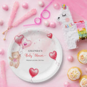 可愛い素朴テディベアハートバルーンベビーシャワー ペーパープレート (パーティー)