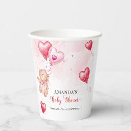 可愛い素朴テディベアハートバルーンベビーシャワー 紙コップ